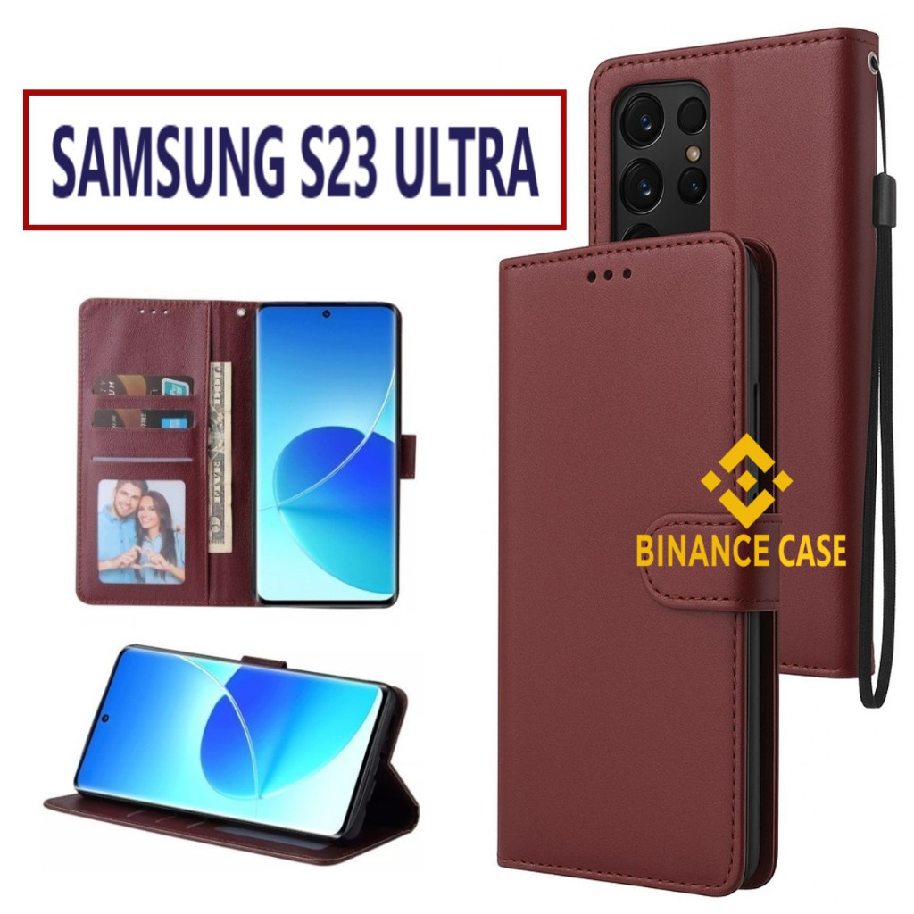 LEATHER FLIP CASE SAMSUNG S23 ULTRA CASE KULIT FLIP WALLET LEATHER KULIT PREMIUM SARUNG BUKA TUTUP K