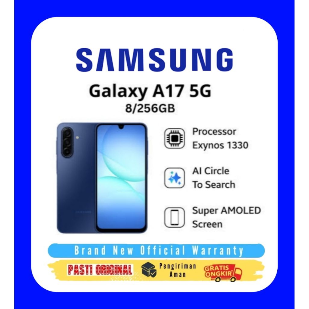 HP SAMSUNG GALAXY A17 5G 8/256GB FREE ADAPTOR 25W  GARANSI