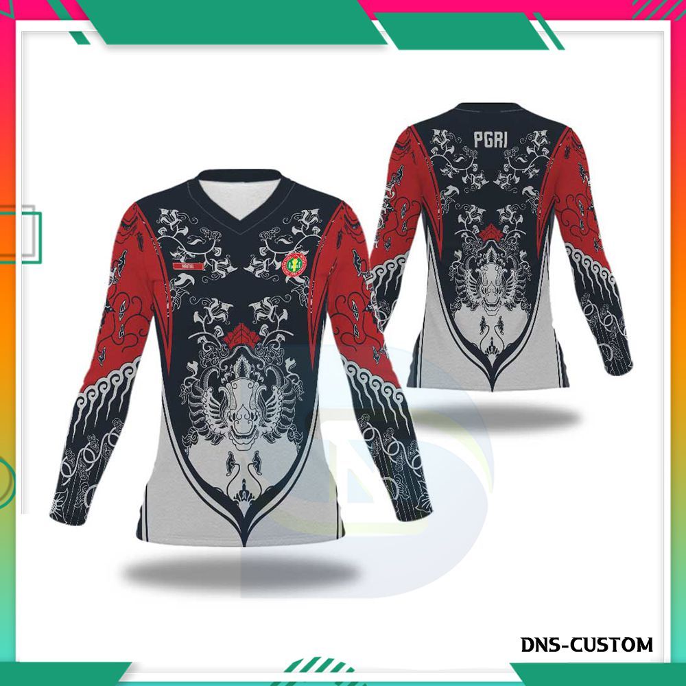BAJU KAOS PGRI WANITA BAJU JERSEY OLAHRAGA GURU FULLPRINT CUSTOM