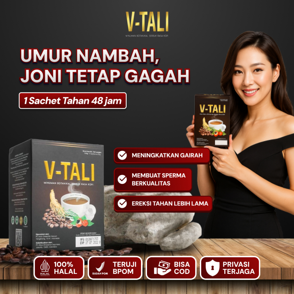 V-TALI Kopi Stamina Pria Herbal & Ginseng 1 Box (5 Sachet) Dukung Stamina & Vitalitas