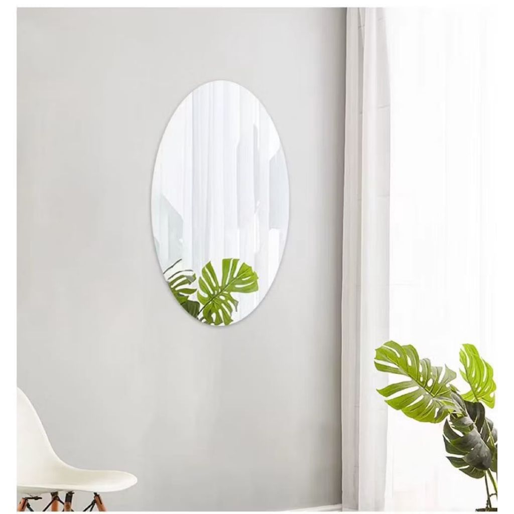 STIKER CERMIN BESAR OVAL STIKER DINDING CERMIN UK 30× 20CM