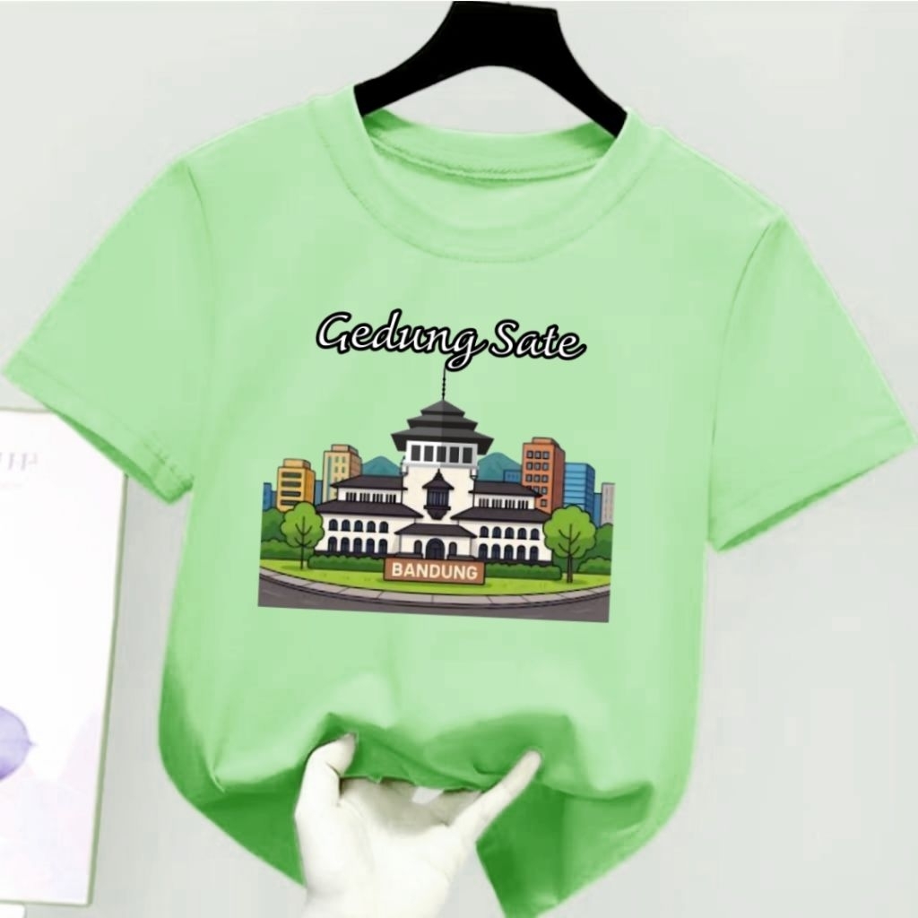 Baju akos Atasan GEDUNG SATE BANDUNG Anak Cowok/Cewek umur 1-13Tahun/remaja/Dewasa Uk xs/L dewasa