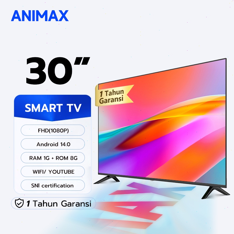 Animax Smart TV 30 inch TV LED Digital Android 14.0 TV FHD/UHD Televisi