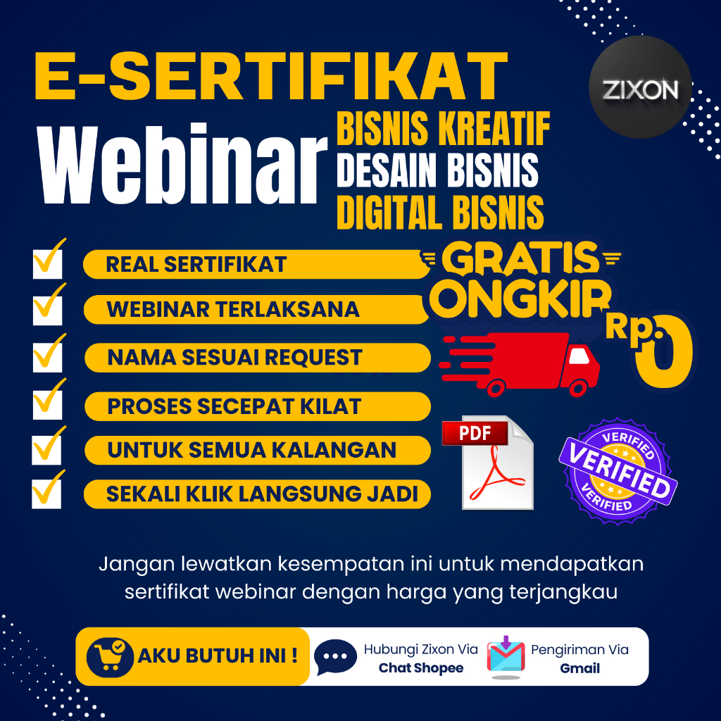 Sertifikat Webinar - E-sertifikat webinar - Sertifikat seminar bisinis kreatif