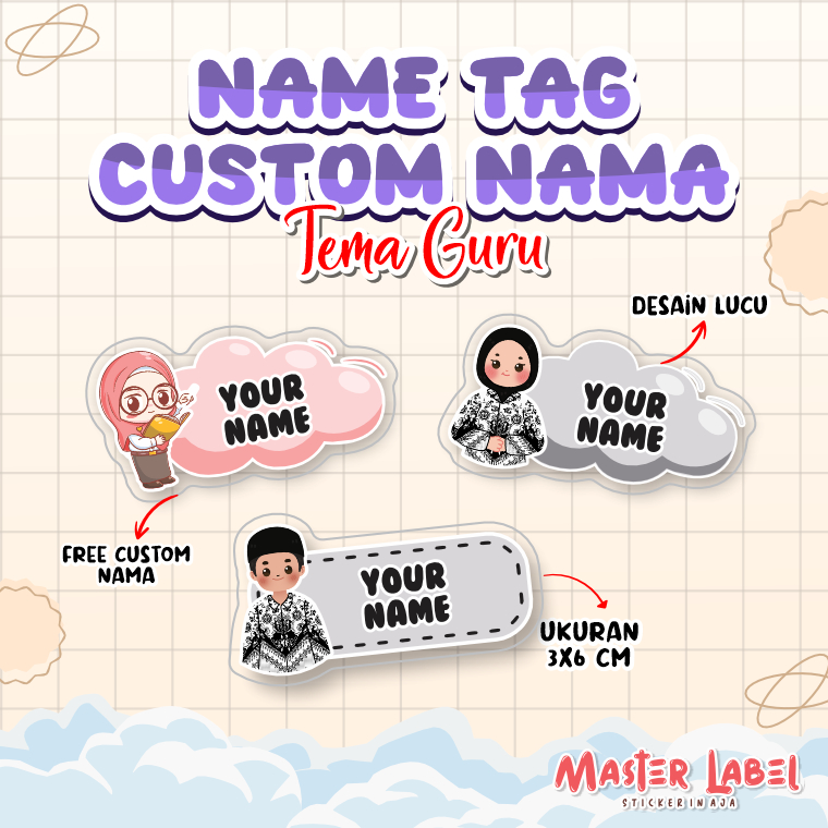 Bros Akrilik Name Tag Tema Guru Custom Nama Bros Pin Guru Bros Nama Lucu
