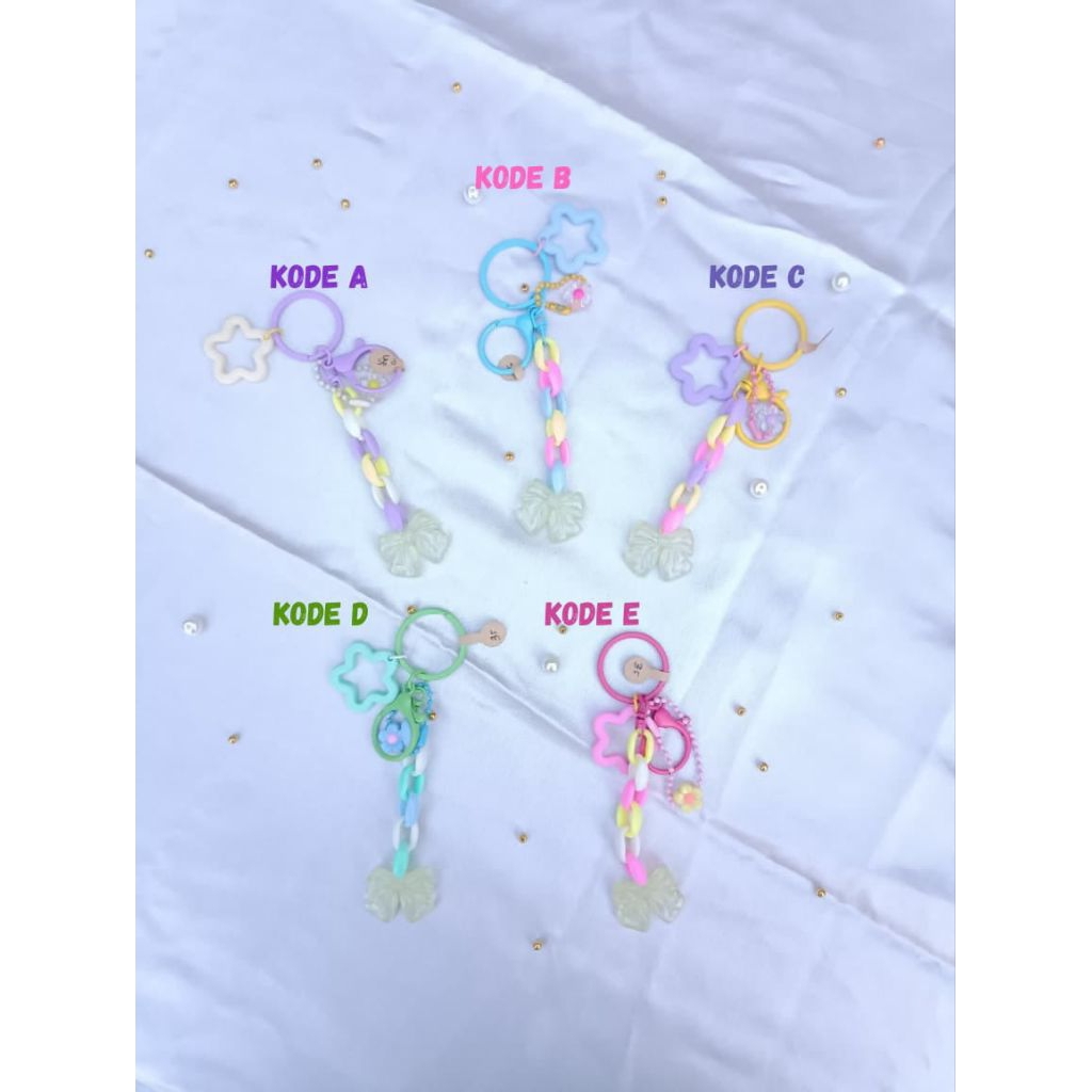 Keychain Aesthetic Pastel Lucu Kekinian Gantungan Kunci Korea
