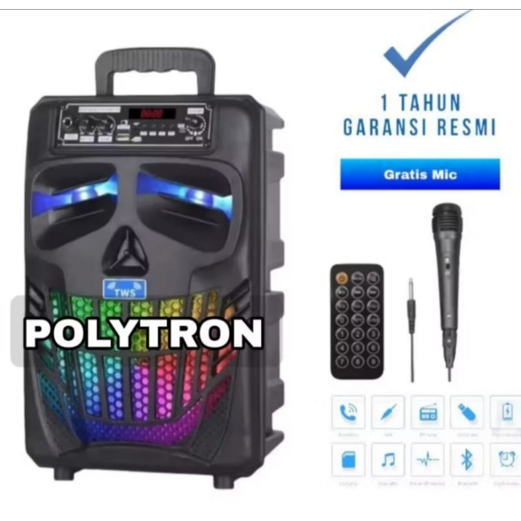 Hot Product Speaker Bluetooth Kimiso/Polytron 7801 Mini Portable 6.5 Inch Free Mic