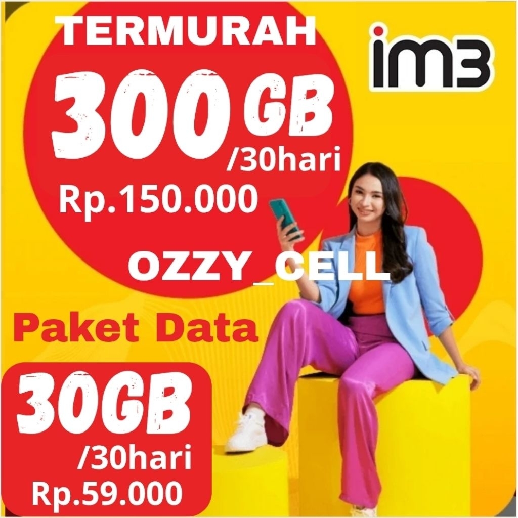 Promo Termurah Paket Data Kuota Indosat Fredoom Im3 150GB 250GB 1TB Ozzy Cell