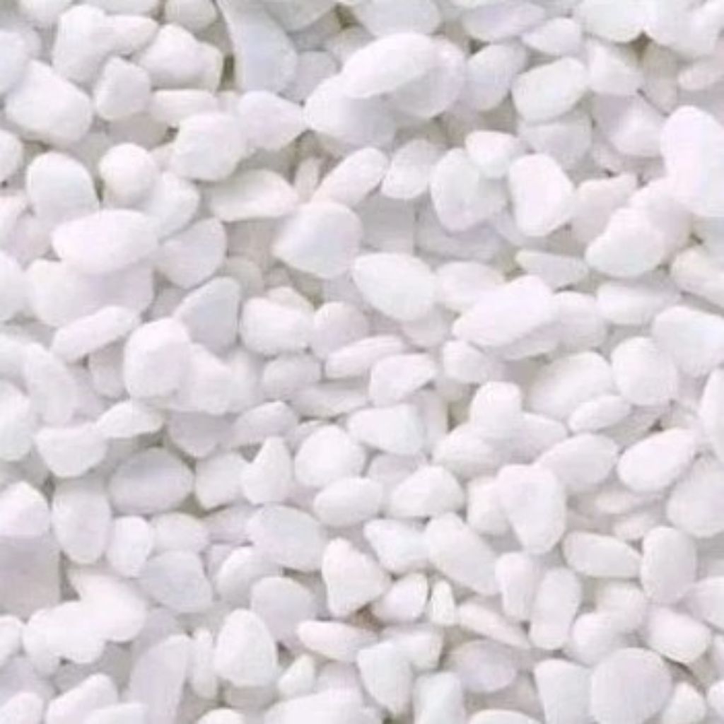 Batu kamper putih 1 kg, Batu putih kecil Italy,Batu Koral import, hiasan taman,batu salju