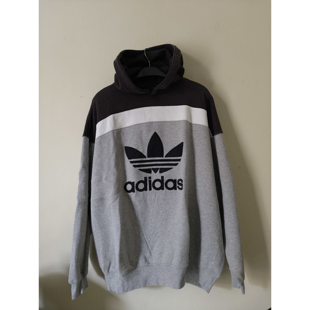 jaket hoodie adidas big logo tri colour original preloved rare