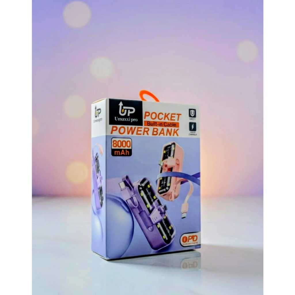 Ummaxi Pro Power Bank Mini 8000 mAh UP-313 || Powerbank Fast Charging Support Turbo Vooc 8000mah || 
