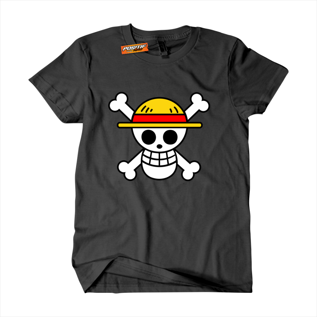 Positif Merch Kaos Anime One Piece Logo Distro Mugiwara Luffy