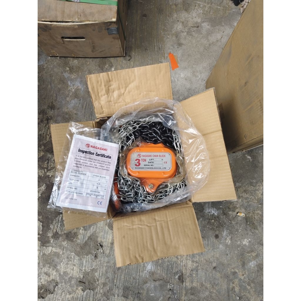 Chain block Takel 3 ton x 3 meter Nagasaki alat derek manual katrol 3 ton x 3 meter