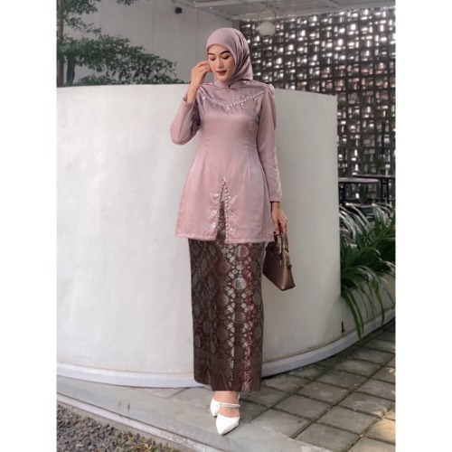 Special Burgundy Setelan Kurung 2in1 Oneset Fayra Baju Kurung Rok Songket Setelan Wanita Kondangan G