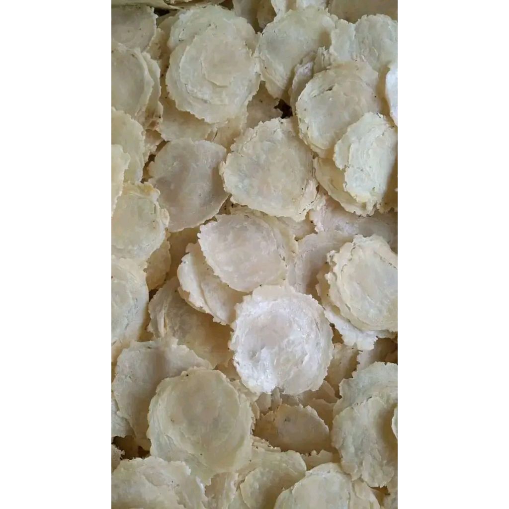 emping melinjo mentah ukuran bulat besar kemasan 1 kg