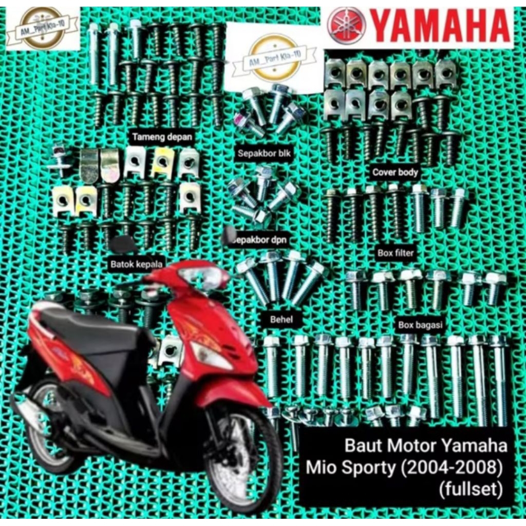 Baut Body Mio Sporty Fullset/Baut Yamaha Mio Sporty Mio Lama Lengkap Full body