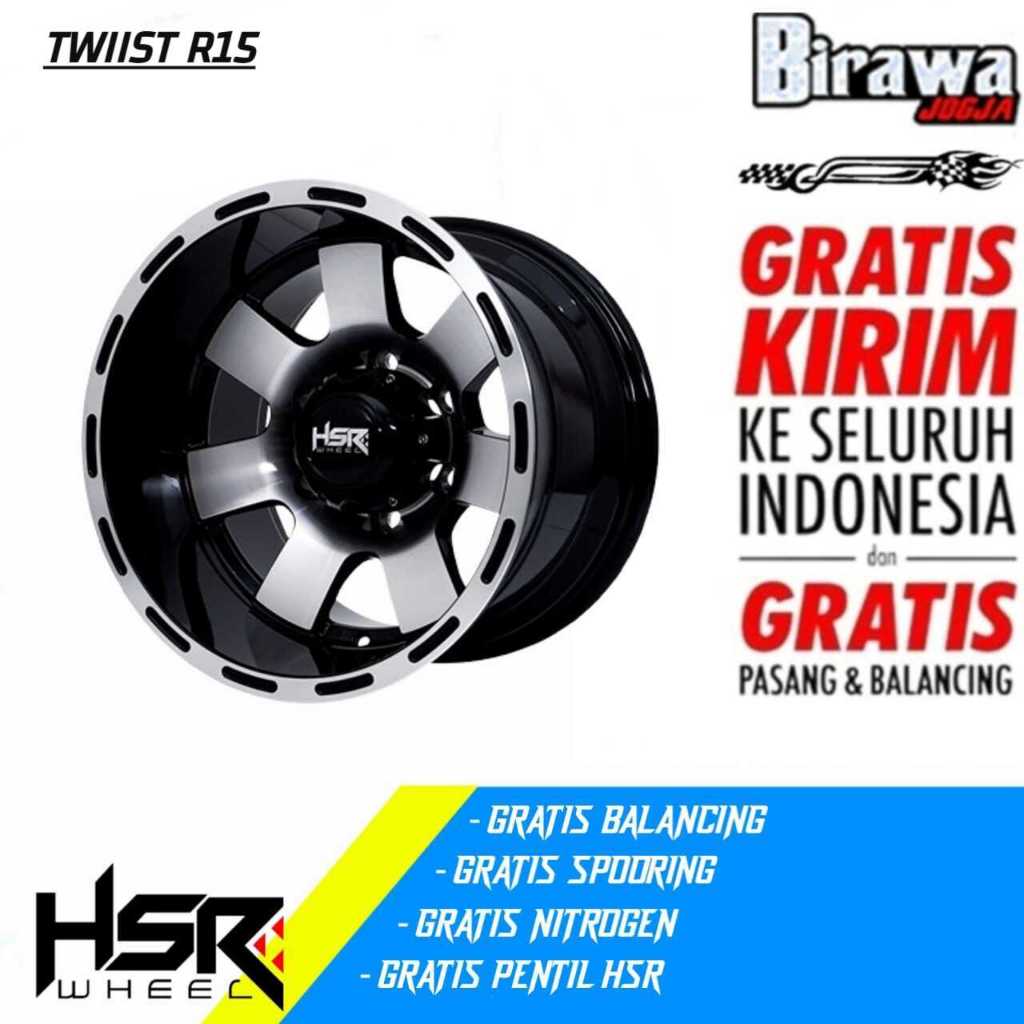 velg mobil offroad ring 15 lubang 6, untuk Hardtop, Blazer, Prado pelek racing HSR twiist r15