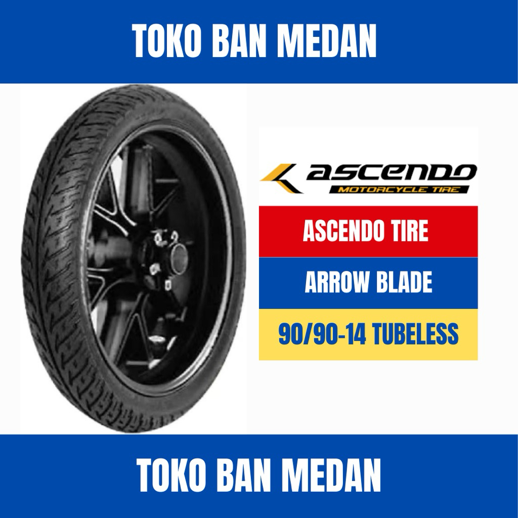 BAN LUAR MOTOR ASCENDO 90/90-14 RING 14 TL TUBELESS ARROW BLADE