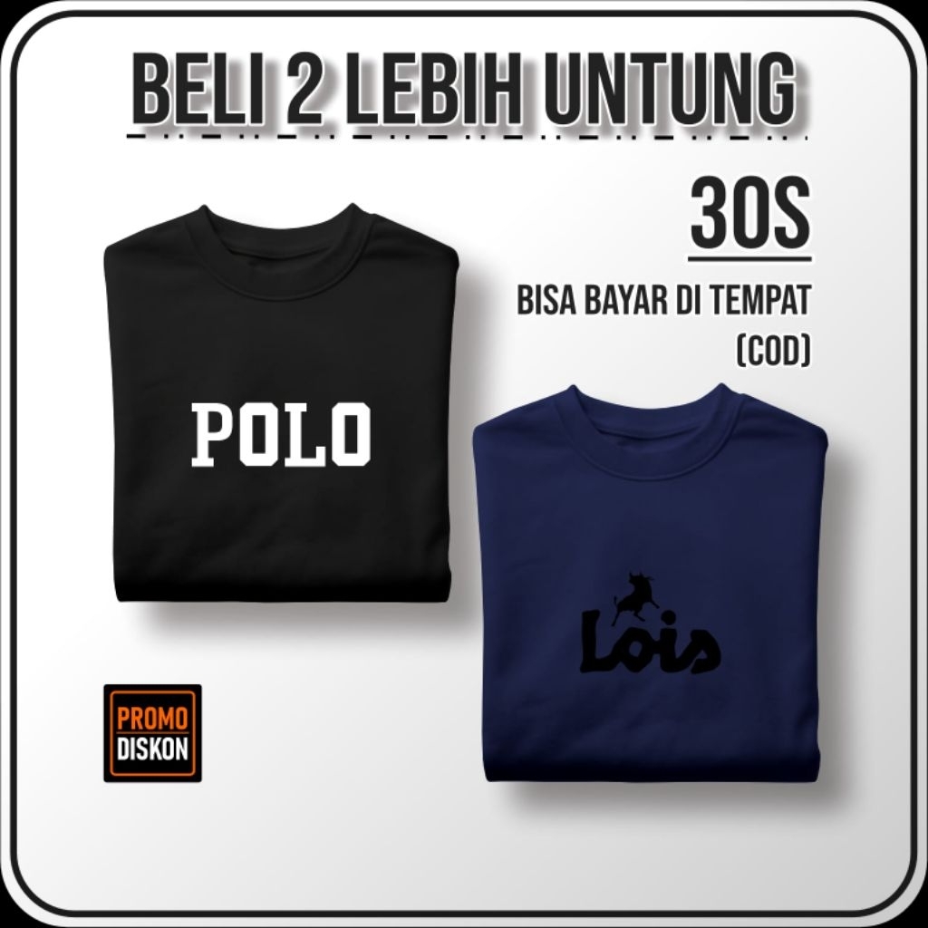 Zee Promo 2 PCS Distro Kaos Polo & Lois l T-Shirt Distro 100% Catton