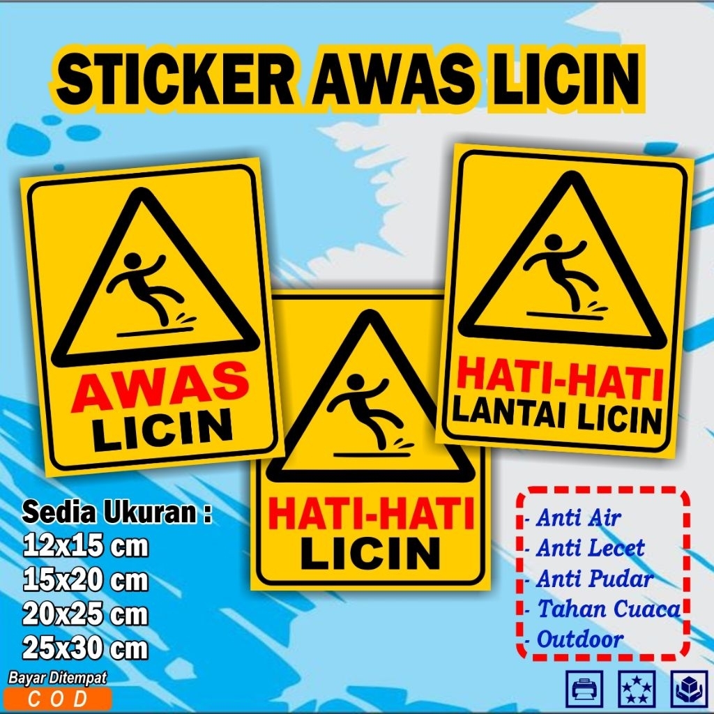 

STICKER AWAS LICIN/STICKER HATI HATI LICIN,STIKER ANTI AIR