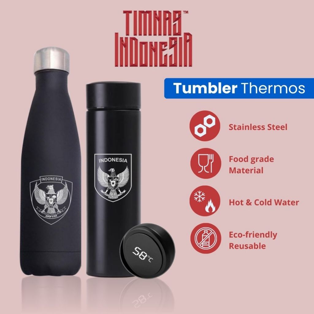 TIMNAS INDONESIA -TUMBLER TERMOS CUSTOM DESAIN LOGO TIMNAS INDONESIA KING INDO