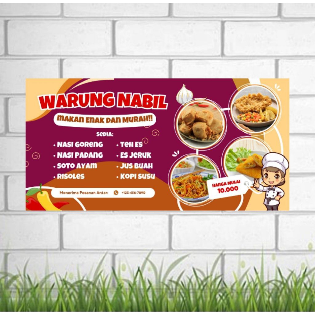 Spanduk banner makanan, spanduk seblak,spanduk kuliner, spanduk mie ayam, spanduk Konter ukuran 100c