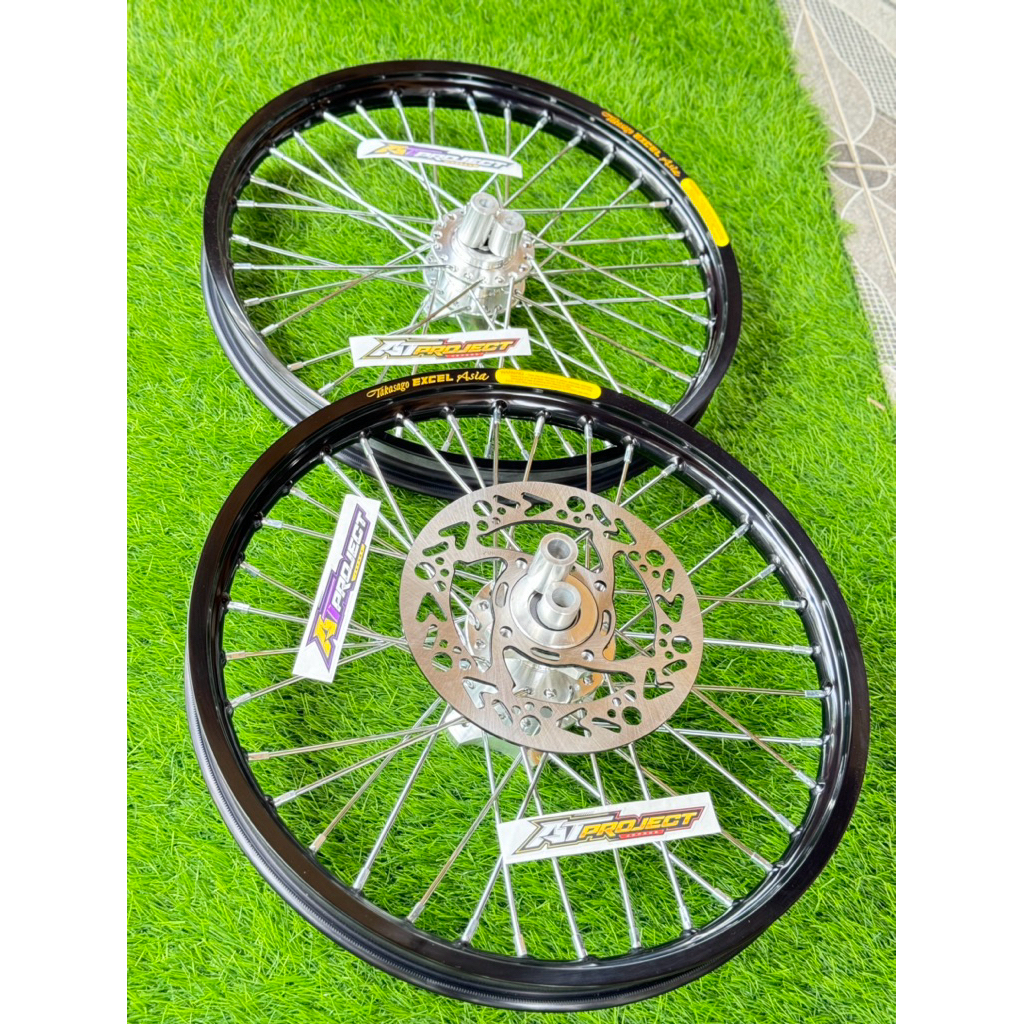 VELG SET RAKITAN TROMOL T6 HITAM TAKASAGO EXCEL ASIA SCARLET TDR VROSSI RING 17 DEPAN BELAKANG NINJA