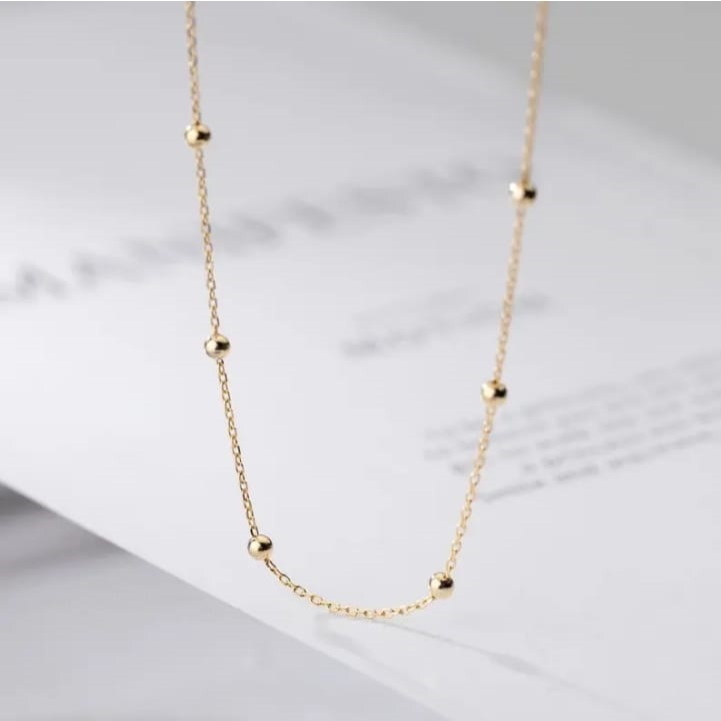 Kalung Simpel Manik Kalung Pendek Gold Silver 925 Wanita Neclace Fashion
