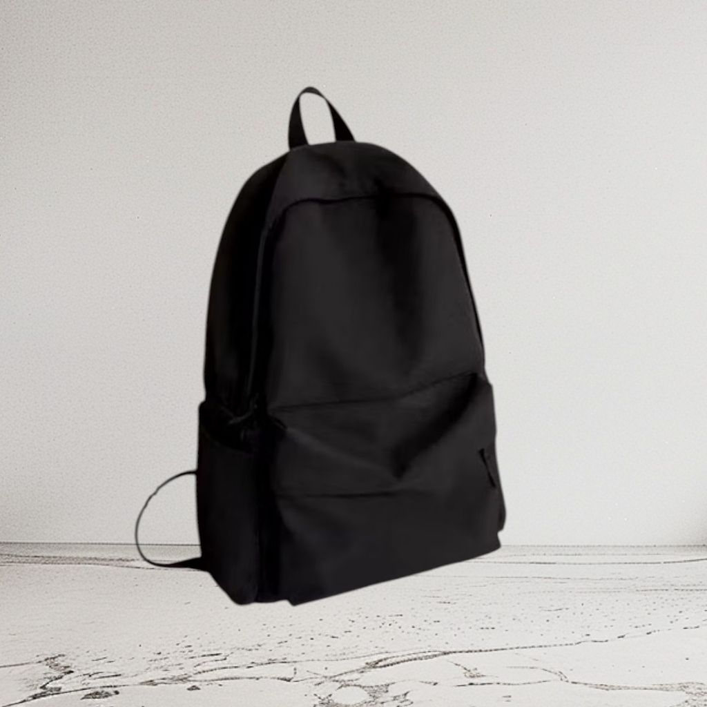 Tas ransel hitam polos pria wanita Tas sekolah warna hitam polos Tas distro hitam polos