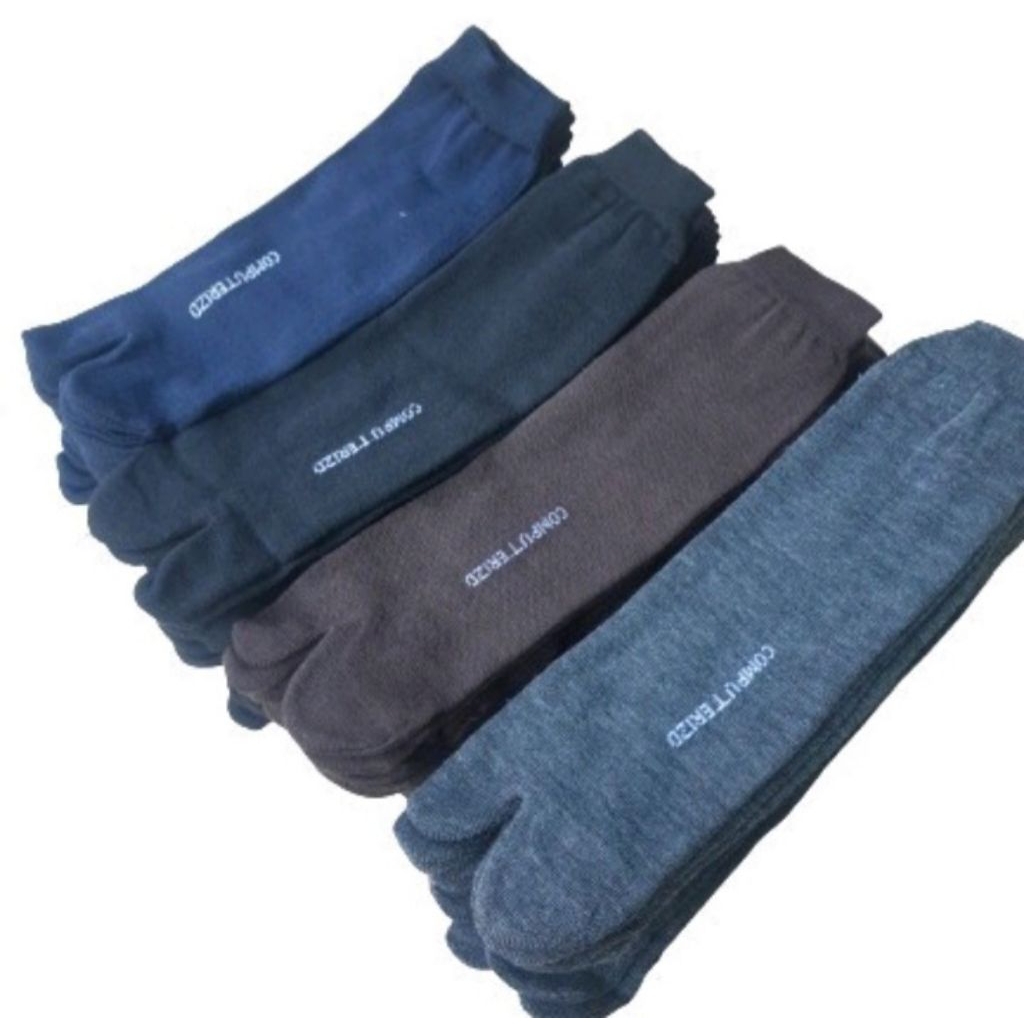 6 PASANG Kaos Kaki Pria Pendek Polos Pakai Jempol/Kaos Kaki Pria Kerja Model Jempol  Bahan Katun