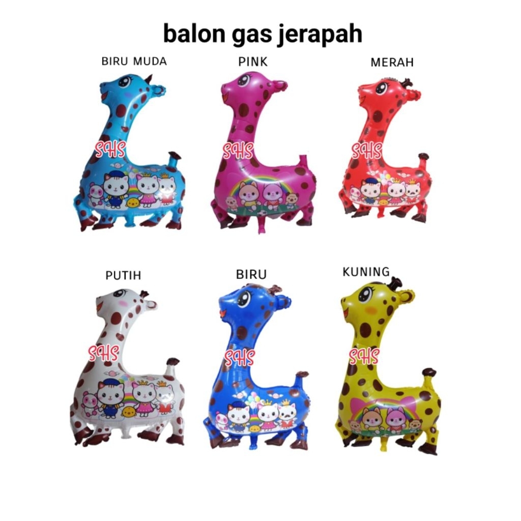 BALON GAS FOIL JERAPAH 1 PAK 50 PIECES UKURAN 57X91CM