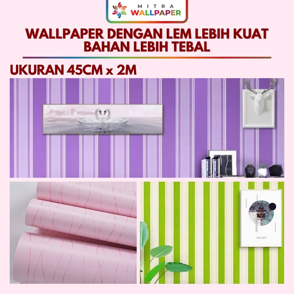 Wallsticker Wallpaper Dinding Motif Bata Coklat Walpaper Dindinh Salur Ungu Minimalis Sudah Ada Lem