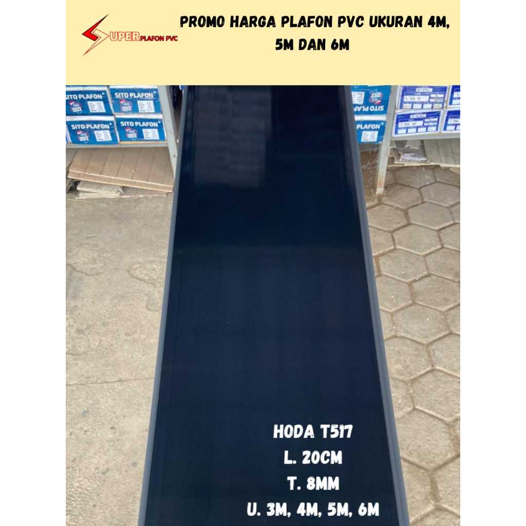 [PROMO] Plafon PVC hitam polos glossy Hoda T-517 Plavon Pvc Warna Hitam Polos Lembaran
