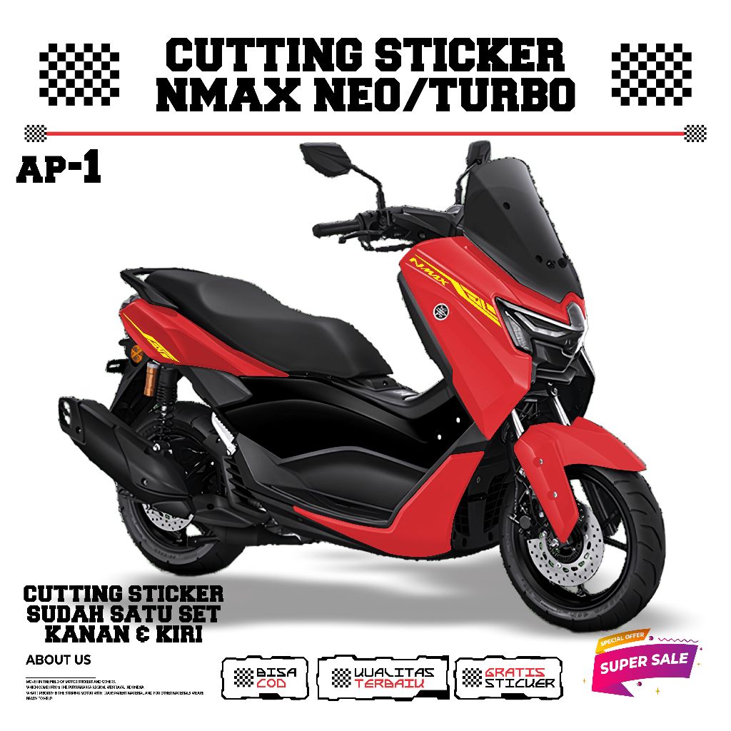CUTTING STICKER Motor Nmax Terbaru Type Neo/Turbo 2024-2025 List Cutting Sticker