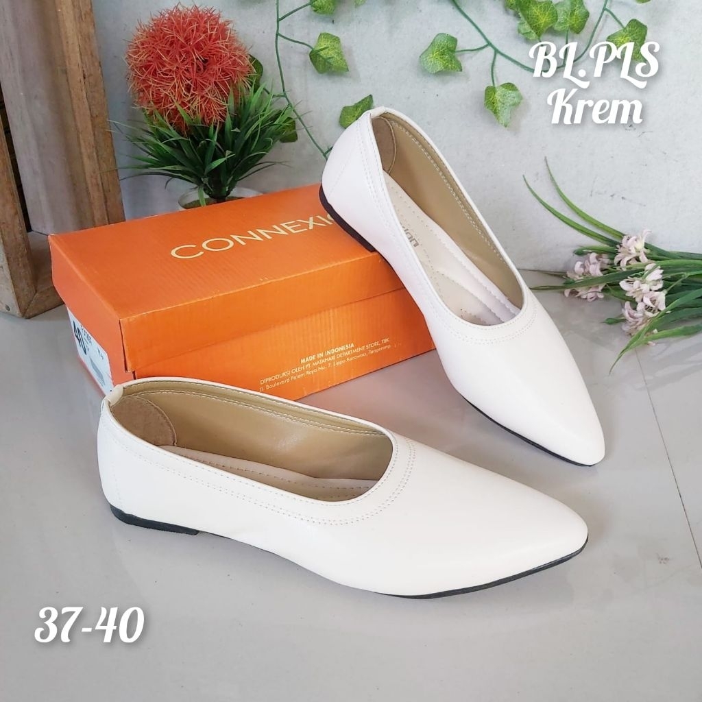 sepatu flat/sepatu slop slip/sandal santai connection/sepatu kerja wanita murah bahan semi kulit