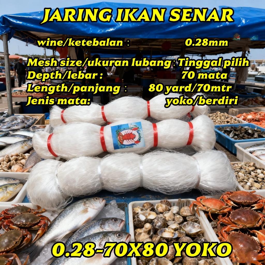 JARING IKAN/JARING SENAR 028-70X80 YOKO/BERDIRI