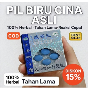 PIL BIRU WU BIAN/VIAGRA CINA 100% ORIGINAL MENAMBAH KEPERKASAAN PRIA-KAPSUL KUAT HERBAL TAHAN LAMA K