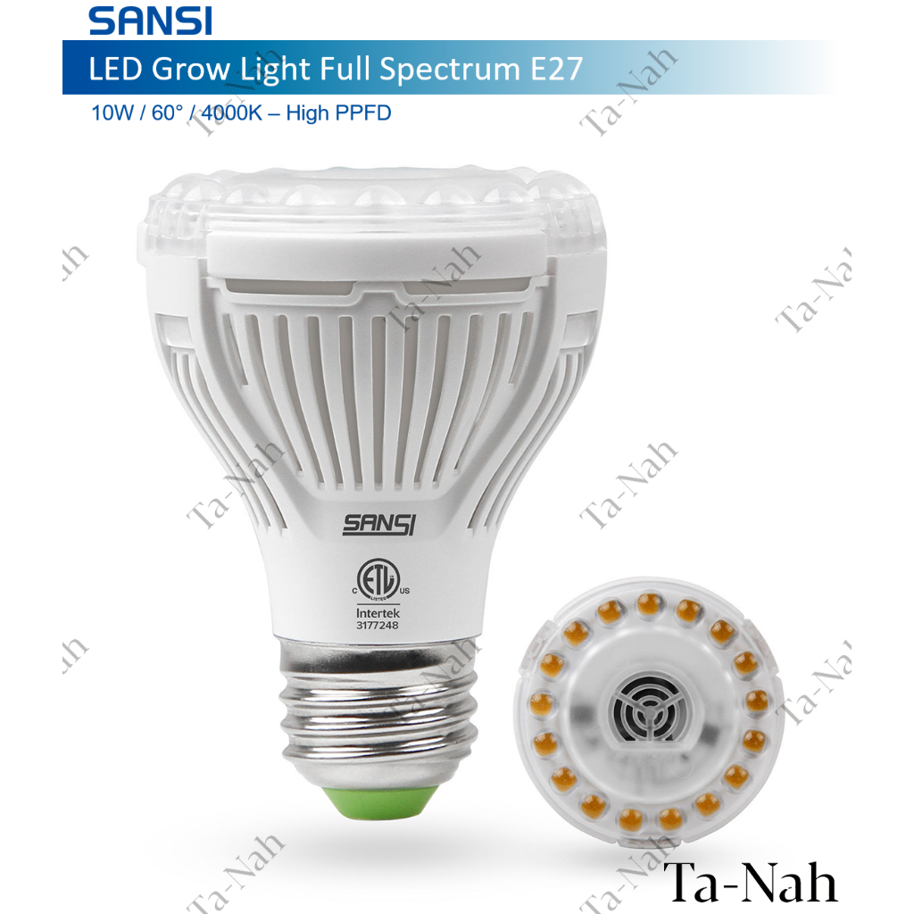 Sansi E27 10W 4000K 60° PAR20 LED Grow Light Bulb Full Spectrum