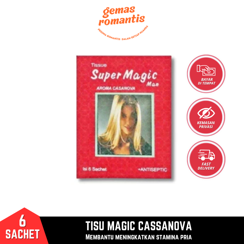 Tissue Super Magic Casanova Isi 6 Sachet - Tisu Mejik Merah Original - Tissu Megic Tahan