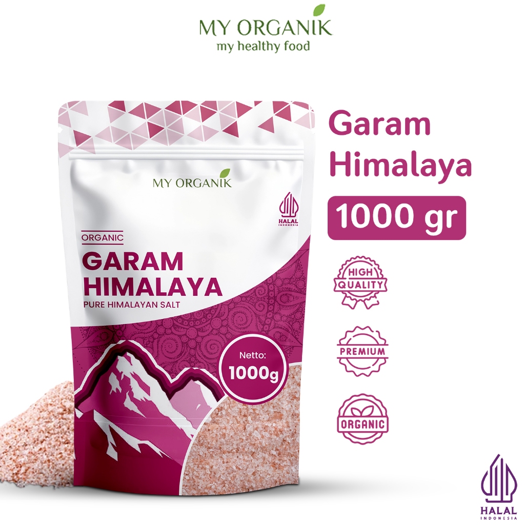 My Organik Garam Himalaya Original 1Kg Himalayan Pink Salt Tanpa Campuran Pewarna Murni 1000g