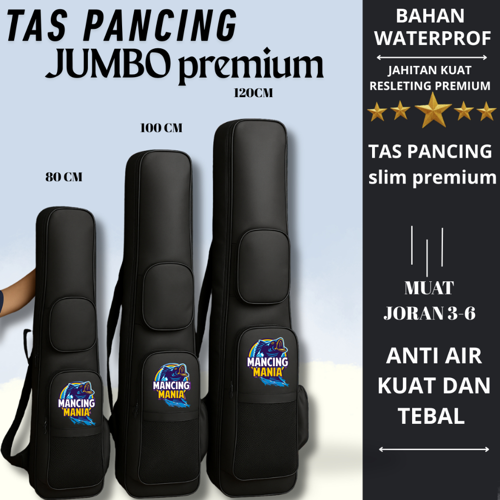 Tas Joran Pancing 80cm 100cm 120cm Ransel Gendong, Anti Air, Waterproof untuk Alat Pancing Lengkap
