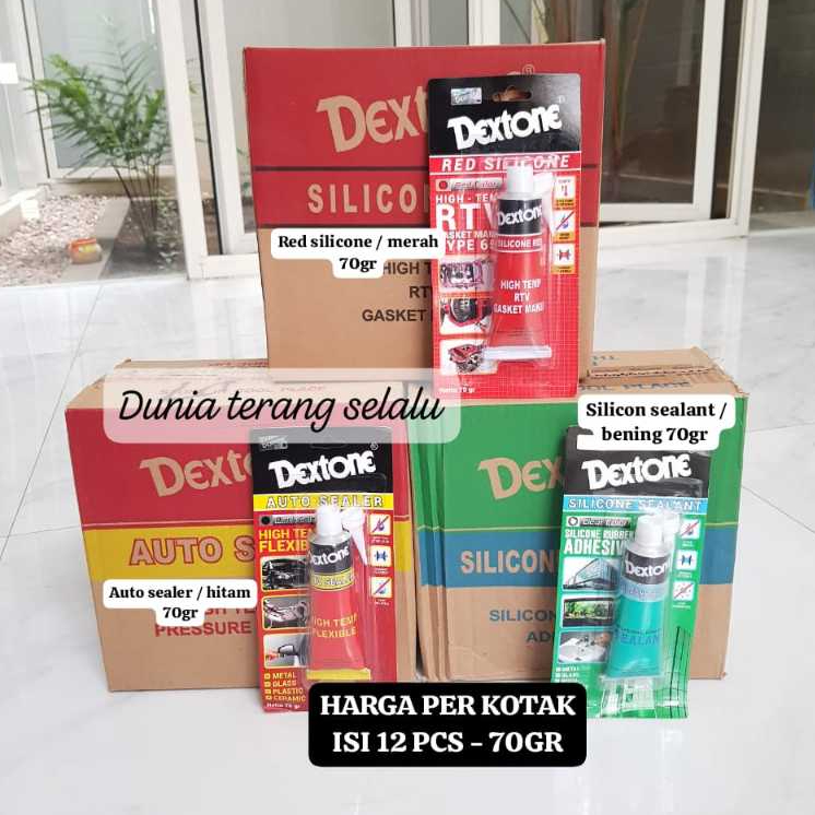 1 KOTAK/12PCS - Lem Silicone Sealant Auto Sealer Red Siliocne 70gr Gram DEXTONE - Lem Aquarium Benin