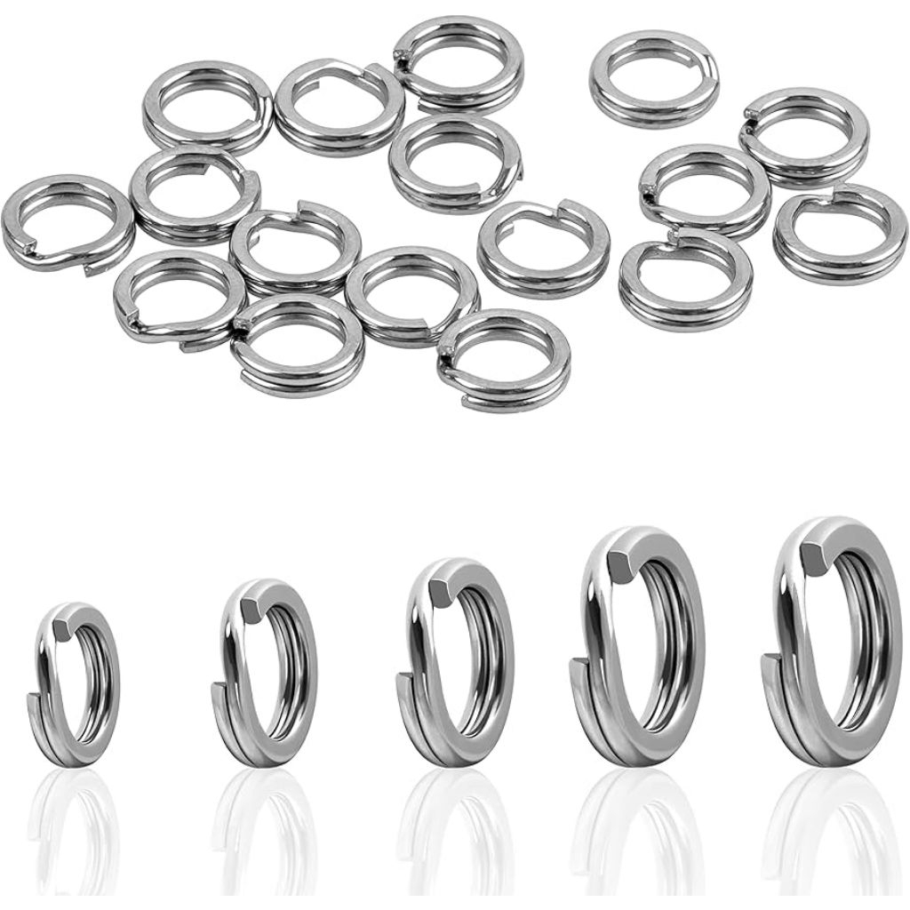 50 Pcs Split Ring Pipih sambungan Kail Pancing Stainless Steel 304 berbagai macam ukuran
