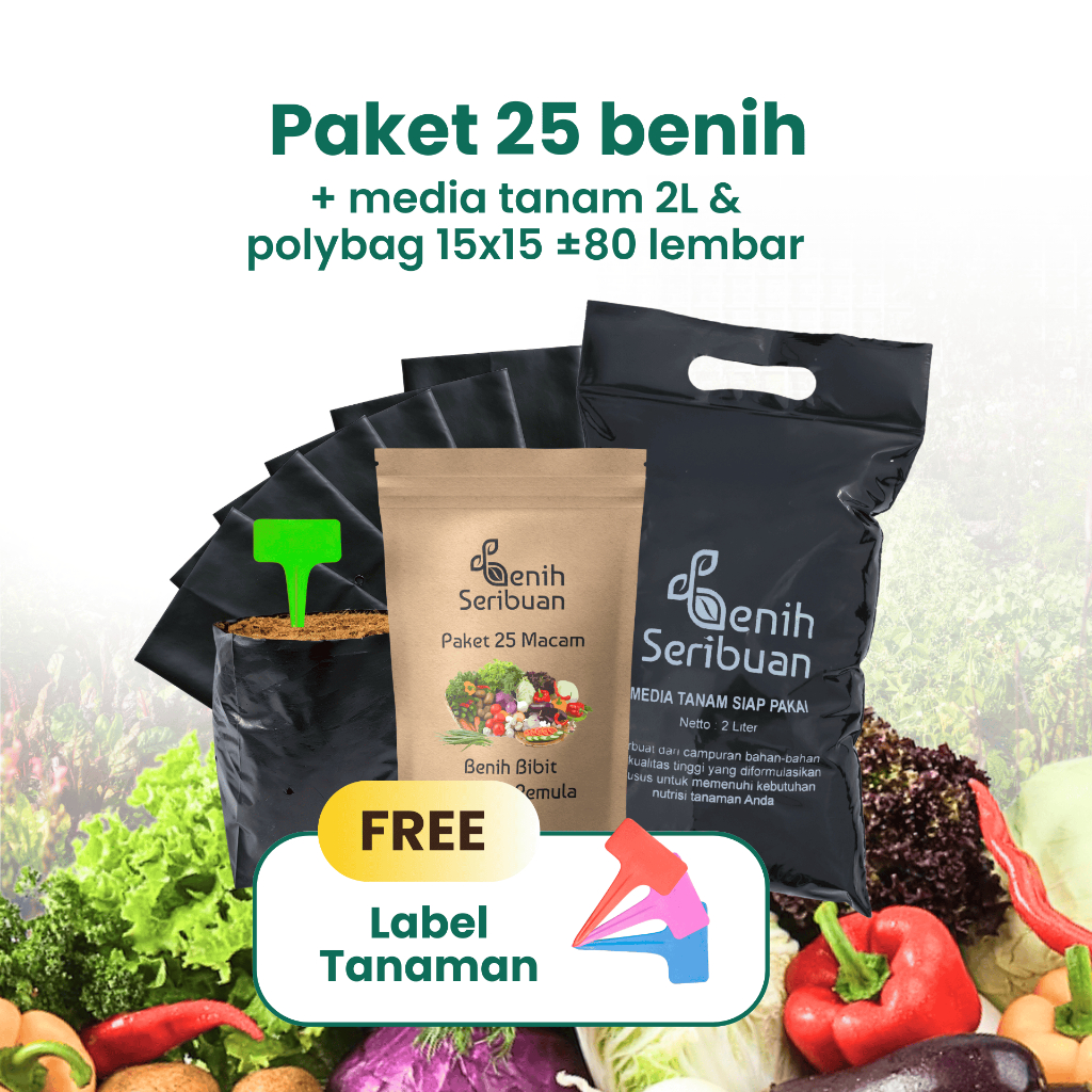 Benih Seribuan - Paket Lengkap 25 Macam Benih Sayur Sayuran Pemula Tbk