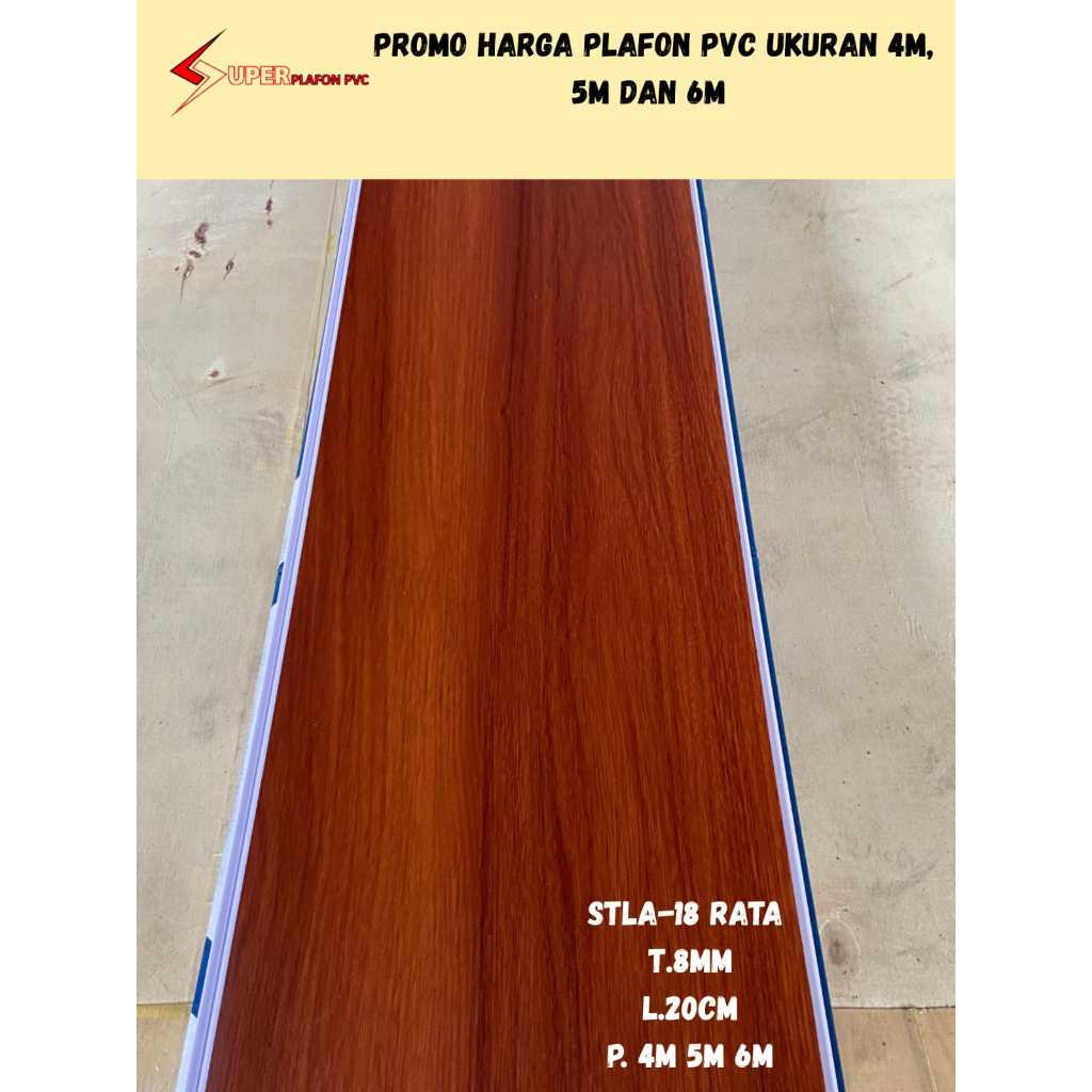[PROMO] Plafon Pvc Motif Kayu Coklat Tua doff STLA-018 Rata dan Nat Plavon Pvc Motif Kayu Lembaran