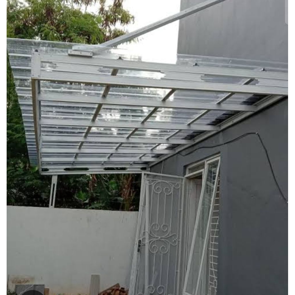 kanopi bajaringan atap spandek transparan