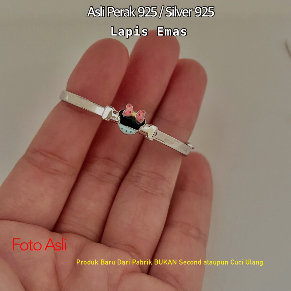 Gelang Anak Bayi Perak Asli Silver Sterling 925 Lapis Emas Putih Asli Awet Anti karat