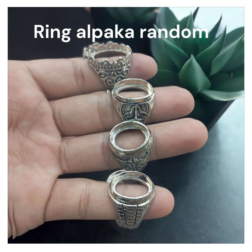 cangkang ring cincin batu alpaka super motif random perkodi isi 20 pcs