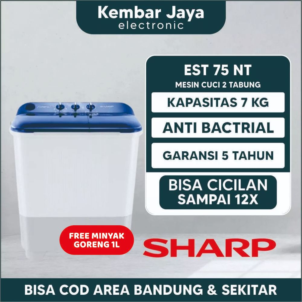 MESIN CUCI SHARP ES-T75NT (7KG) 2 TABUNG PUREMAGIC