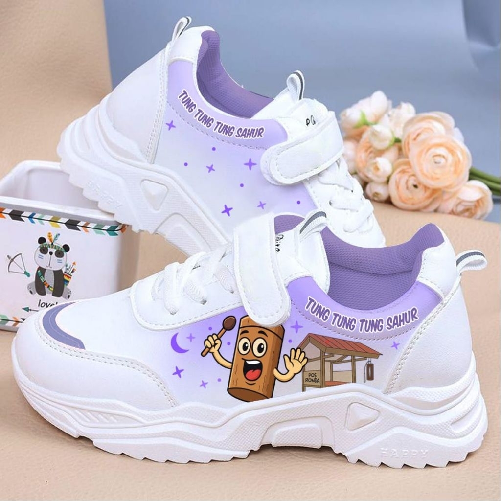 Sepatu Tung-Tung Saur Sepatu Sneakers Anak Perempuan Sepatu Anak Sekolah Tk-Sd Size 26-30
